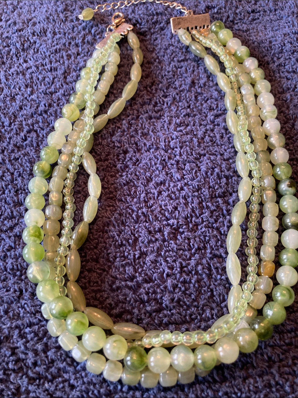 Multi-Strand Green Beaded Necklace